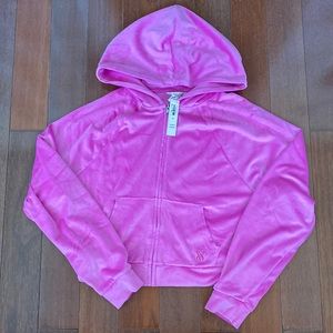 Victoria’s Secret hot pink velour zip up hoodie